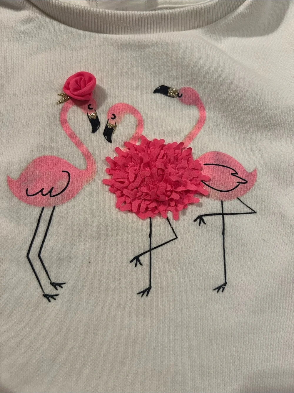 GAP White Tee Dress with Pink Flamingo Appliqué